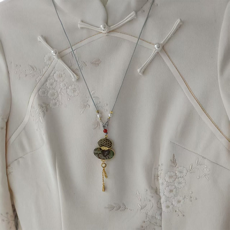 Buddha Stones Song Brocade Gourd Elegant Necklace
