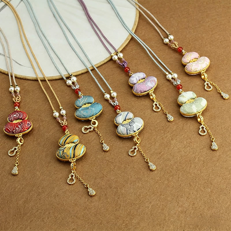 Buddha Stones Song Brocade Gourd Elegant Necklace