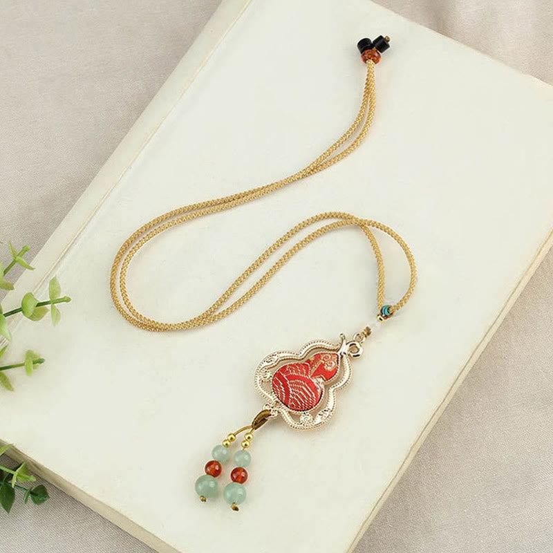 Buddha Stones Song Brocade Gourd Health Necklace