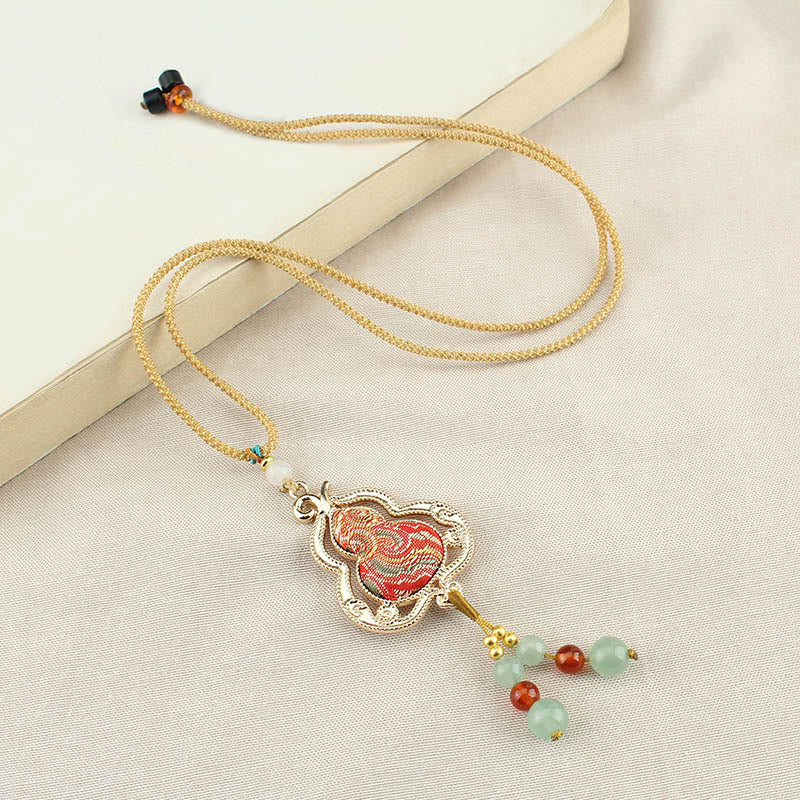 Buddha Stones Song Brocade Gourd Health Necklace