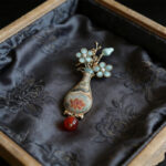 Buddha Stones Song Brocade Flower Vase Design Elegant Brooch