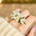 Buddha Stones Liuli Pear Blossom Flower Wisdom Ring