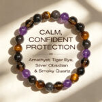 FREE Today: Inner Peace and Healing Natural Amethyst Tiger Eye Black Obsidian Smoky Quartz Bracelet
