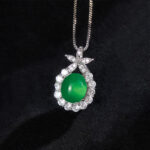 Buddha Stones Natural Green Chalcedony Pink Chalcedony Flower Courage Necklace