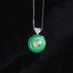 Buddha Stones Natural Green Chalcedony Peace Buckle Strength Necklace
