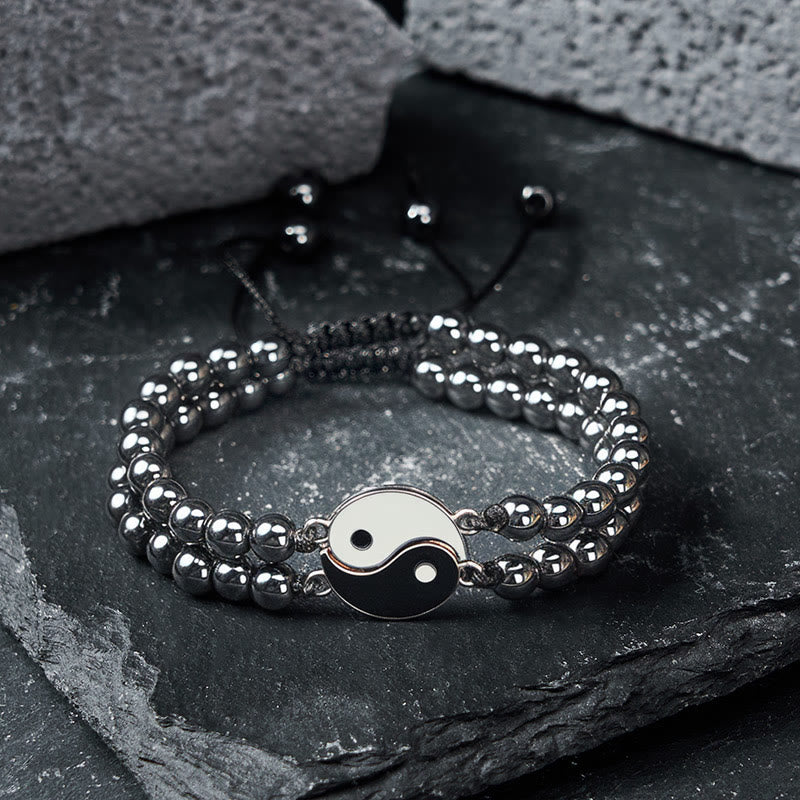 FREE Today: Support and Powerful Yin Yang Hematite Frosted Stone Lava Rock Bracelet