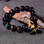 Buddha Stones Rainbow Obsidian Gourd Protection Vintage Chinese Bracelet