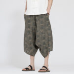 Buddha Stones Summer Boho Casual Elastic Waist Geometric Floral Pattern Capri Pants Men's Harem Pants