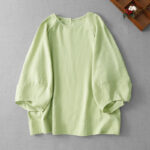 Buddha Stones Spring Summer Casual Minimalist Crew Neck Solid Women's Long Sleeve T-Shirt