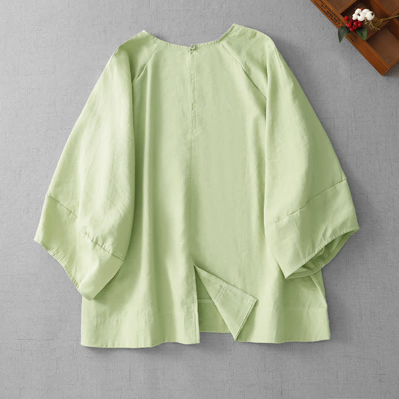 Buddha Stones Spring Summer Casual Minimalist Crew Neck Solid Women's Long Sleeve T-Shirt