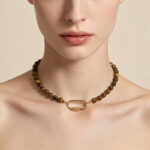 Buddha Stones Natural Tiger Eye Lock Design Bead Strength Necklace