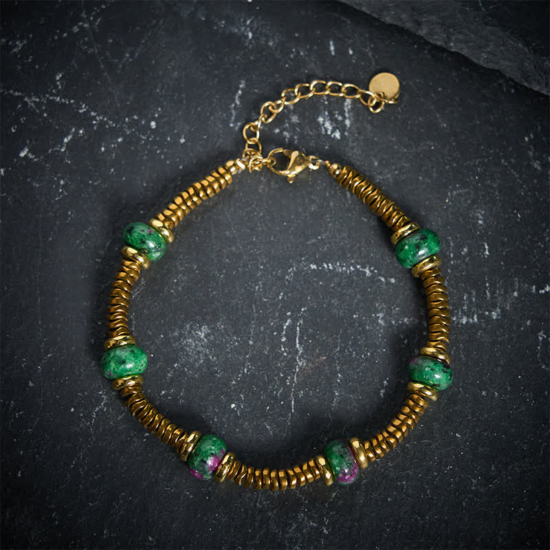 Buddha Stones Unakite Bead Titanium Steel Balance Bracelet