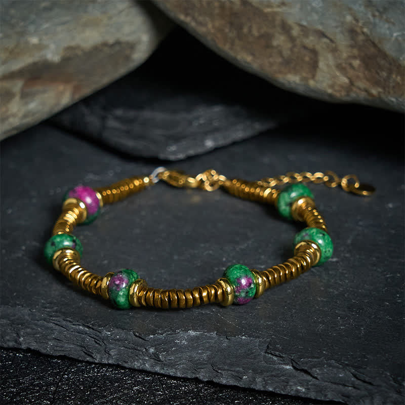 Buddha Stones Unakite Bead Titanium Steel Balance Bracelet