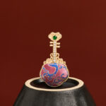 Buddha Stones Song Brocade Handmade Purple Pipa-shaped Energy Brooch