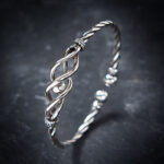 Buddha Stones Pure Copper Plated With Silver Twisted Cuff Bracelet