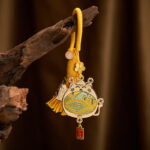 Buddha Stones Song Brocade Lucky Cat Prosperity Tassel Keychains