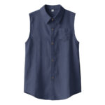 Buddha Stones Summer Casual Minimalist Button-Up Solid Men's Sleeveless Shirts
