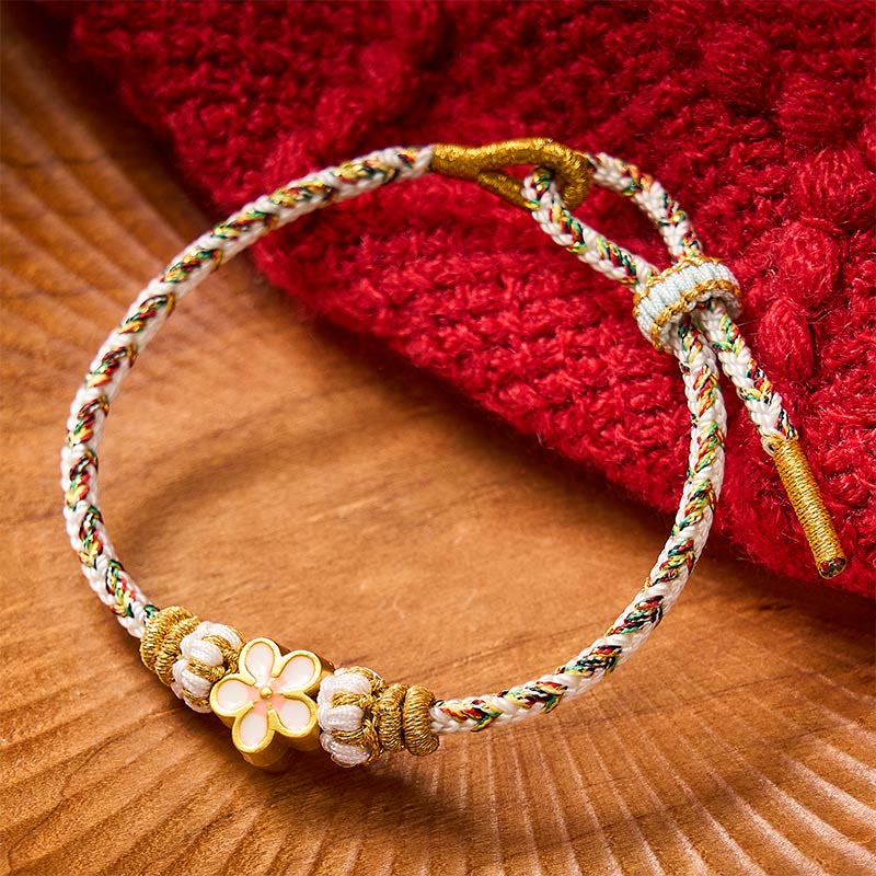 Buddha Stones White Braided Rope Flower knowledge Bracelet