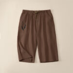 Buddha Stones Summer Casual Drawstring Solid Capri Pants Men's Straight Leg Pants With Pockets