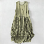 Buddha Stones Summer Casual Bohemian Floral Border Pattern Women's Summer Sleeveless Midi Dress With Pockets