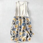 Buddha Stones Summer Casual Abstract Floral Pattern Women's Summer Sleeveless Midi Dress With Pockets