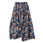 Buddha Stones Cotton Linen Bohemian Paisley Pattern Women's Elastic Waist Wide Leg Pants With Pockets