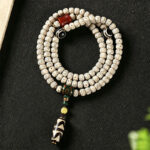 Buddha Stones Star Moon Bodhi Seed Dzi Bead Wisdom Hand-Woven Tibetan 108 Bead Mala