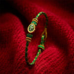 Buddha Stones Five Color Hand Woven Green String Green Ingots And Plum Blossom Amulets Protection Adjustable Bracelet