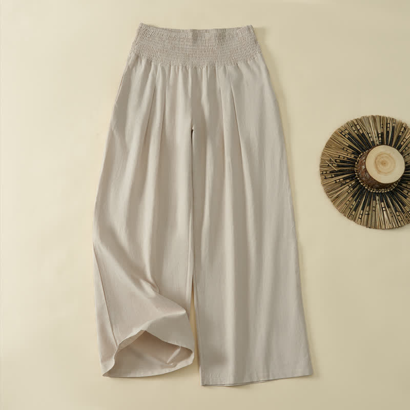 Buddha Stones Spring Summer Casual Minimalist Solid Long Pants Women's Wide Leg Pants With Pocket