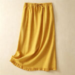 Buddha Stones Summer Casual Minimalist Drawstring Ruffled Lace-up Solid Women's Skirts With Pocket