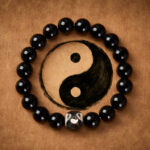 Buddha Stones Tibetan Agate Yin Yang Wealth Round Bead Bracelet