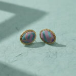 Buddha Stones Song Brocade Handcrafted Oval Purity Chinese Vintage Earrings