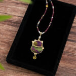 Buddha Stones Song Brocade Fabric Lucky Beckoning Cat Fu Character Blessing Necklace