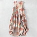 Buddha Stones Summer Casual Goldfish Koi Fish Pattern Women's Summer Sleeveless Midi Dress With Pockets