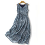 Buddha Stones Summer Boho Drawstring Blue Geometric Women's Summer Sleeveless Dress With Pockets