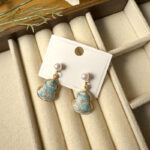 Buddha Stones Song Brocade Pearl Gourd Healing Handmade Stud Dangle Earrings