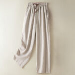 Buddha Stones Summer Casual Minimalist Drawstring Solid Ankle Pants Women's Harem Pants With Pocket
