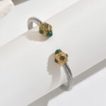 Buddha Stones Stainless Steel Spiral Energy Two Tone Cuff Bracelet