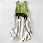 Buddha Stones Summer Casual Black Cat Stars Pattern Women's Summer Sleeveless Midi Dress With Pockets