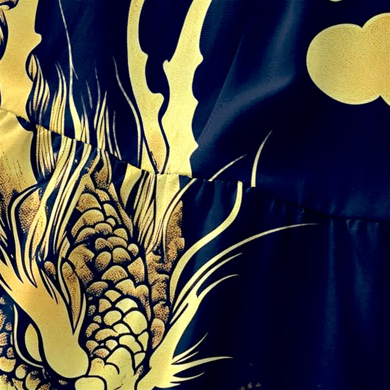 Buddha Stones Summer Casual Golden Dragon Cloud Pattern Women's Summer Sleeveless Midi Dress With Pockets