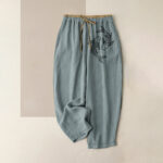 Buddha Stones Pure Cotton Zen Koi Fish Pattern Women's Elastic Waist Pants With Pockets