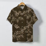 Buddha Stones Bamboo Plum Blossom Pattern Buttons Breathable Men's Short Sleeve Shirt
