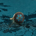 Buddha Stones Handmade Song Brocade Floral Pattern Blessing Adjustable Round Ring