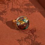 Buddha Stones Song Brocade Embroidered Round Elegance Ring