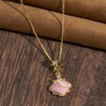 Buddha Stones Song Brocade Copper Shell Heart Ginkgo Leaf Luck Necklace