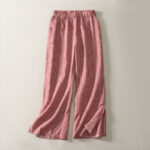 Buddha Stones Spring Summer Casual Vintage Drawstring Plaid Cotton Cropped Pants Women's Straight Leg Pants With Pockets