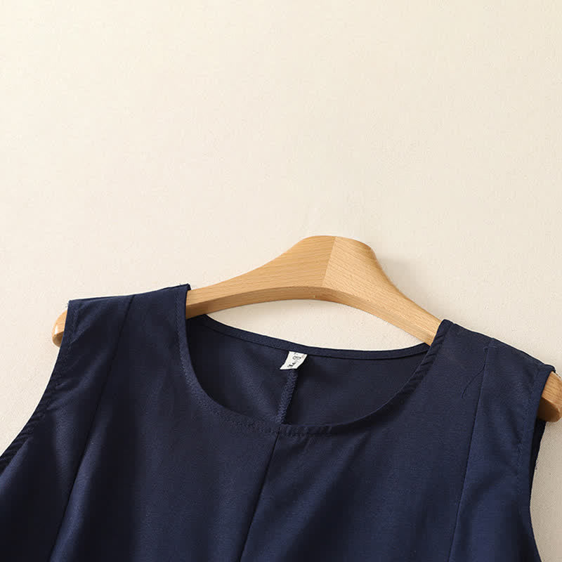 Buddha Stones Summer Minimalist Basic Solid Crew Neck Tank Top Women's Sleeveless T-Shirts
