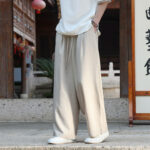 Buddha Stones Summer Casual Minimalist Drawstring Elastic Waist Solid Ankle Pants Men's Straight Leg Pants With Pocket