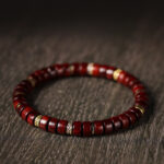 Buddha Stones Red Rosewood Ebony Wood Grounding Barrel Bead Minimalist Bracelet