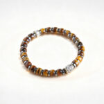 Buddha Stones Natural Tiger Eye Antique Silver Lion Confidence Bead Bracelet